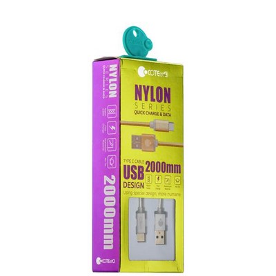 Дата-кабель USB COTECi M20 NYLON series Type-C Cable CS2128-2M-TS (2.0m) Серебристый - фото 55854