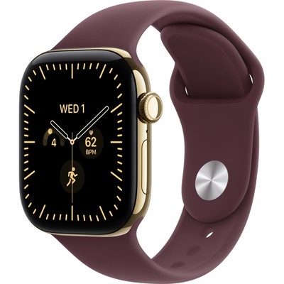 Apple Watch Series 12 42mm GPS + Cellular Radiant Gold Titanium Case with Burgundy Sport Band SM/ML - фото 105934