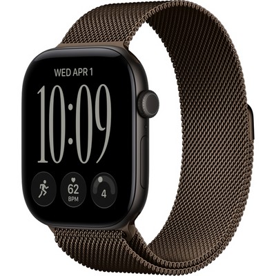 Apple Watch Series 12 46mm GPS Black Aluminum Case with Dark Bronze Milanese Loop SM/ML - фото 105943