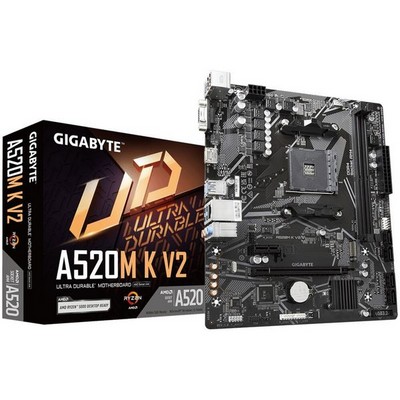 Материнская плата Gigabyte AMD A520 AM4 DDR4 ( AA520M K V2 ) mATX, Ret - фото 110860