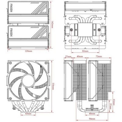 Устройство охлаждения (кулер) ID-COOLING FROZN A620 ARGB S1155/1156/1150/1151/1200/1700/AM4/AM5 - фото 109566