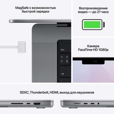 Apple MacBook Pro 16 Late 2021 M1 Pro, 32Gb, 512Gb SSD Space Gray (серый космос) Z14V0008D - фото 84311 Apple MacBook Pro 16 Late 2021 M1 Pro, 32Gb, 512Gb SSD Space Gray (серый космос) Z14V0008D - фото 84311