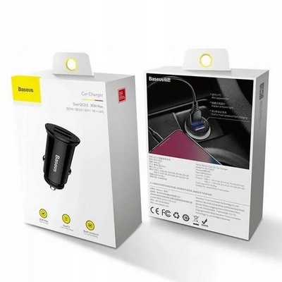 Разделитель автомобильный Baseus Dual QC3.0 Car Charger 30W (2USB: 5V & 4.5A) CCALL-YD01 Черный - фото 56151