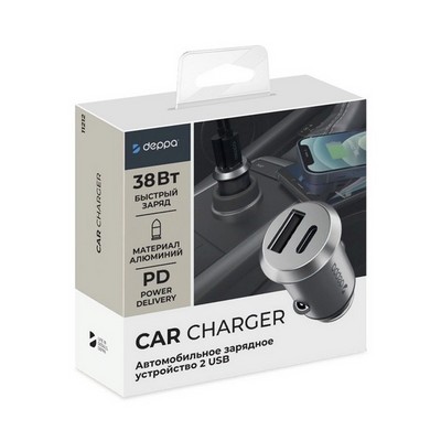 Разделитель автомобильный Deppa USB + Type-C: (PD/QC 3.0 D-11212 30Вт) Серебристый - фото 56198 Разделитель автомобильный Deppa USB + Type-C: (PD/QC 3.0 D-11212 30Вт) Серебристый - фото 56198