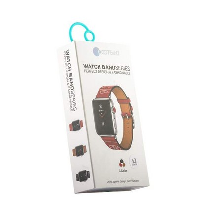 Ремешок кожаный COTECi W13 Fashion LEATHER (WH5219-RD-42) для Apple Watch 44мм/ 42мм Красно-белый - фото 52142
