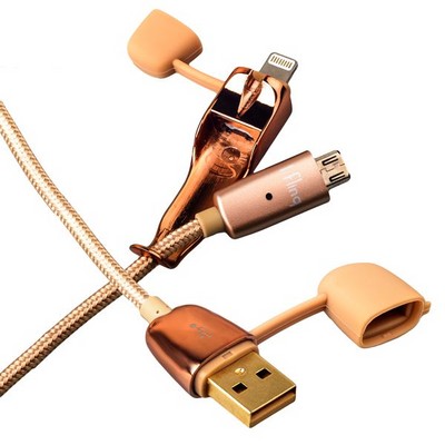 Дата-кабель USB iBacks Charging Cable - Armour Series 2в1 lightning & microUSB (1.0 м) - (ip60236) Золотистый - фото 52994 Дата-кабель USB iBacks Charging Cable - Armour Series 2в1 lightning & microUSB (1.0 м) - (ip60236) Золотистый - фото 52994