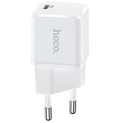 Адаптер питания Hoco N10 Starter single port PD20W+QC3.0 charger с кабелем Type-C to Lightning (USB: 5V max 3.1A/ 20Вт) Белый - фото 54057