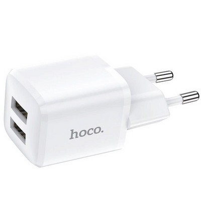 Адаптер питания Hoco N8 Briar dual port charger Apple&Android (2USB: 5V max 2.4A) Белый - фото 54525
