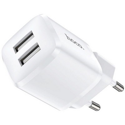 Адаптер питания Hoco N8 Briar dual port charger Apple&Android (2USB: 5V max 2.4A) Белый - фото 54526