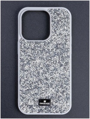 Чехол-накладка силиконовая со стразами SW Crystalline для iPhone 15 Pro Max (6.5") Серый - фото 59814