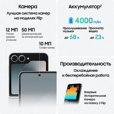 Samsung Galaxy Z Flip6 12/256GB, серебристый - фото 62271