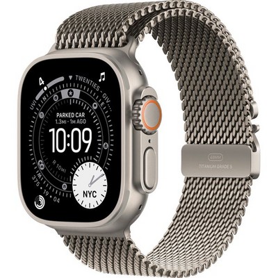 Apple Watch Ultra 3, 49 mm, S/M/L Natural Titanium Milanese Loop - фото 83594