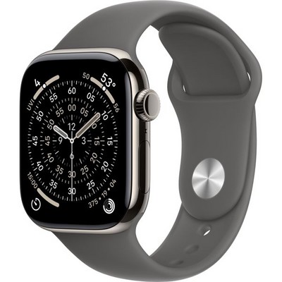 Apple Watch Series 11, 42 mm, Natural Titanium Stone Gray Sport Band SM/ML - фото 84277