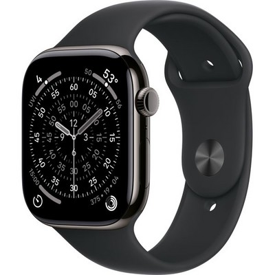 Apple Watch Series 11, 46 mm, Slate Titanium Black Sport Band SM/ML - фото 84292