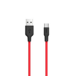 Дата-кабель USB Hoco X21 Silicone Type-C (1.2 м) Black & Red