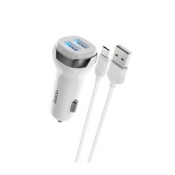 Разделитель автомобильный Hoco Z40 Superior dual port car charger с кабелем MicroUSB (2USB: 5V & 2.4A) Белый