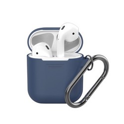 Чехол силиконовый Deppa для AirPods 2/ AirPods D-47013 карабин/ ремешок 1.3мм Синий