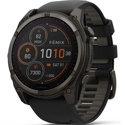 Garmin Fenix 8 51mm Solar Sapphire Carbon Gray Titanium with Black/Pebble Silicone (010-02907-10)