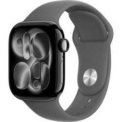 Apple Watch Series 11, 42 mm, Jet Black Aluminium Stone Gray Sport Band SM/ML