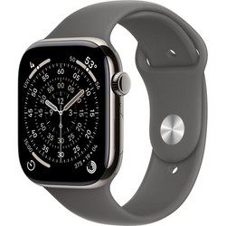 Apple Watch Series 11, 46 mm, Natural Titanium Stone Gray Sport Band SM/ML Apple Watch Series 11, 46 mm, Natural Titanium Stone Gray Sport Band SM/ML